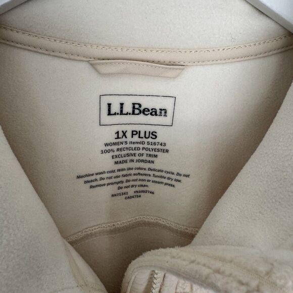 L.L. Bean Jacket Mountain Classic Windproof Fleece Full Zip Outdoors Bone Sz 1X - Picture 5 of 12